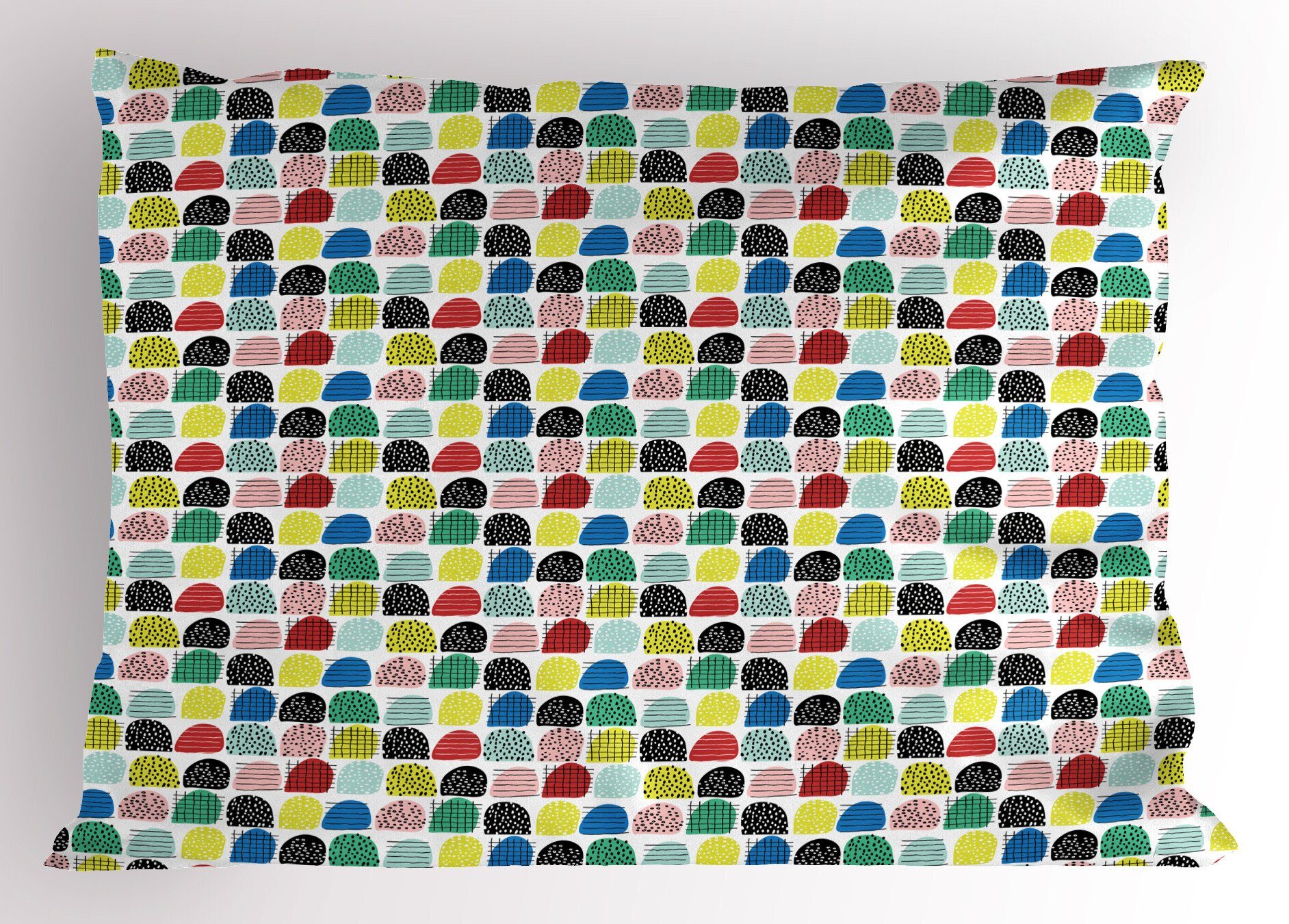 Kissenbezüge Dekorativer Standard Size Zusammenfassung Handgezeichnete Stück), (1 Kopfkissenbezug, Gedruckter Abakuhaus Bunt Formen