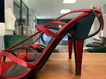 PRADA PRADA ICONIC SATIN RED SANDALS SANDALEN PUMPS HIGHHEELS SCHUHE SHOES M Sandale