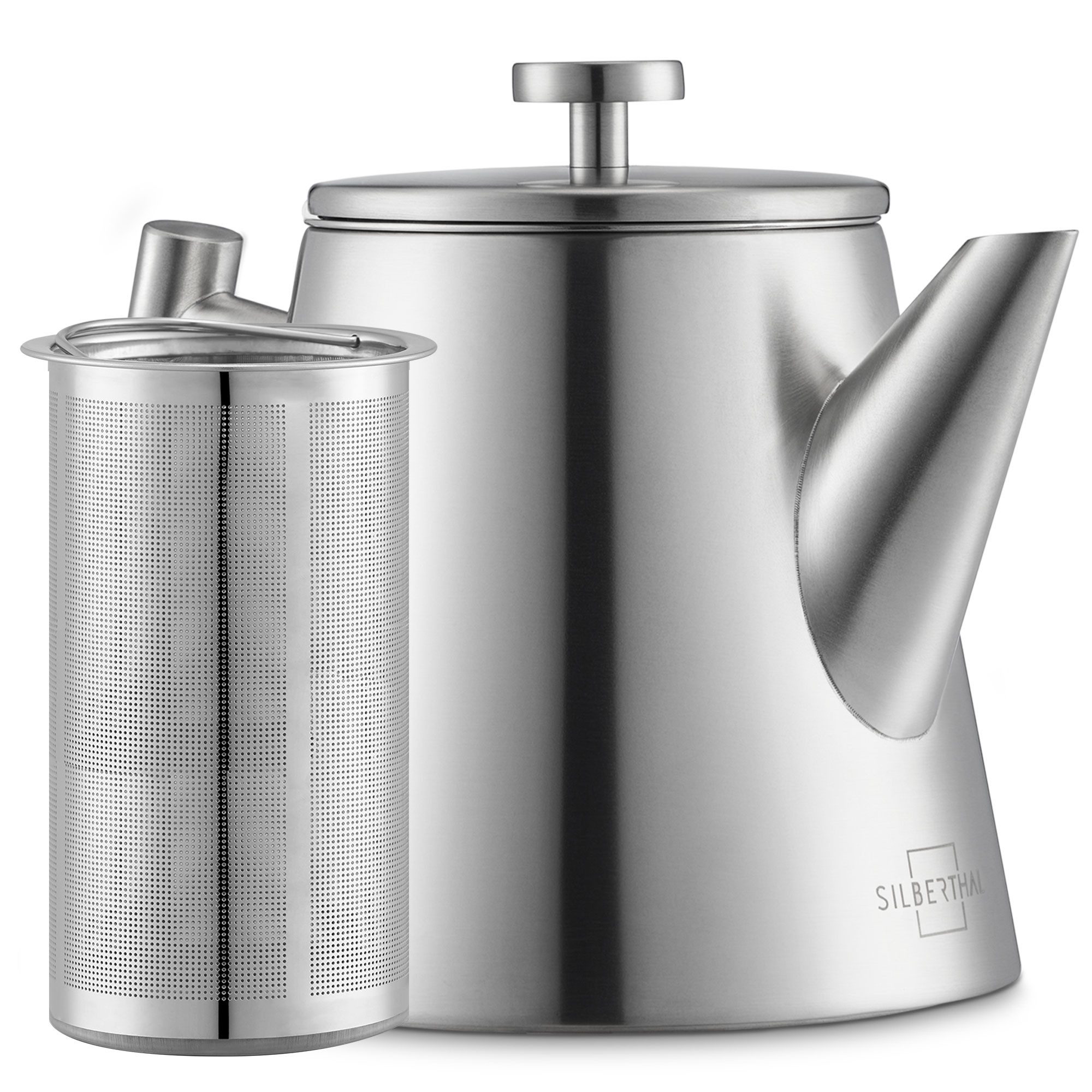 SILBERTHAL Teekanne Teekanne Edelstahl 1,0l Silber 2.0, 1 l, Doppelwandig-isoliert