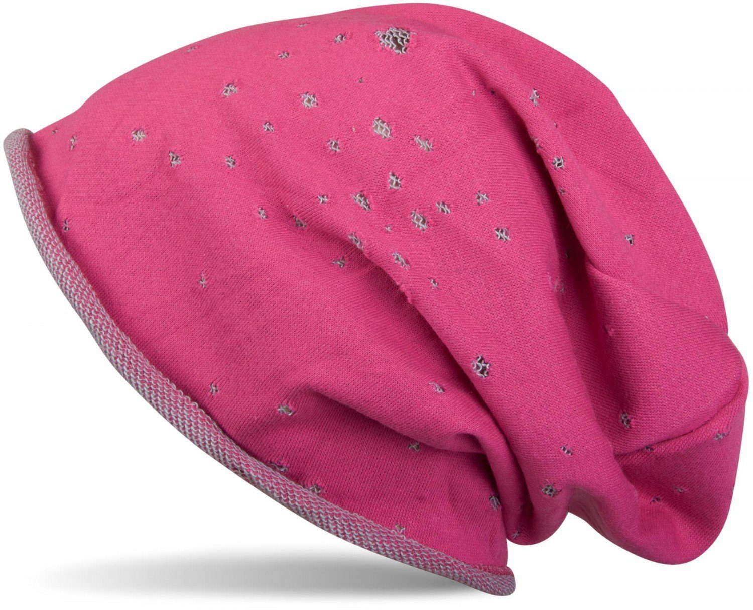 styleBREAKER Beanie (1-St) Beanie mit Löcher & Rollrand Pink-Grau