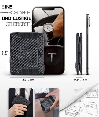 TEEHON Brieftasche Kohlefaser-Geldbörse für Männer, Flip Velcro RFID Barrier Wallet, schlankes, flaches Design