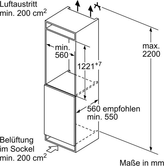 Einbaukühlschrank BOSCH 8 KIF41ADD0, hoch, breit 55,8 122,1 cm cm