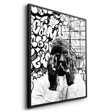 DOTCOMCANVAS® Acrylglasbild PRAY FOR HOPE XL - Acrylglas, Acrylglasbild Tupac Shakur 2pac schwarz weiß Portrait Wandbild Druck
