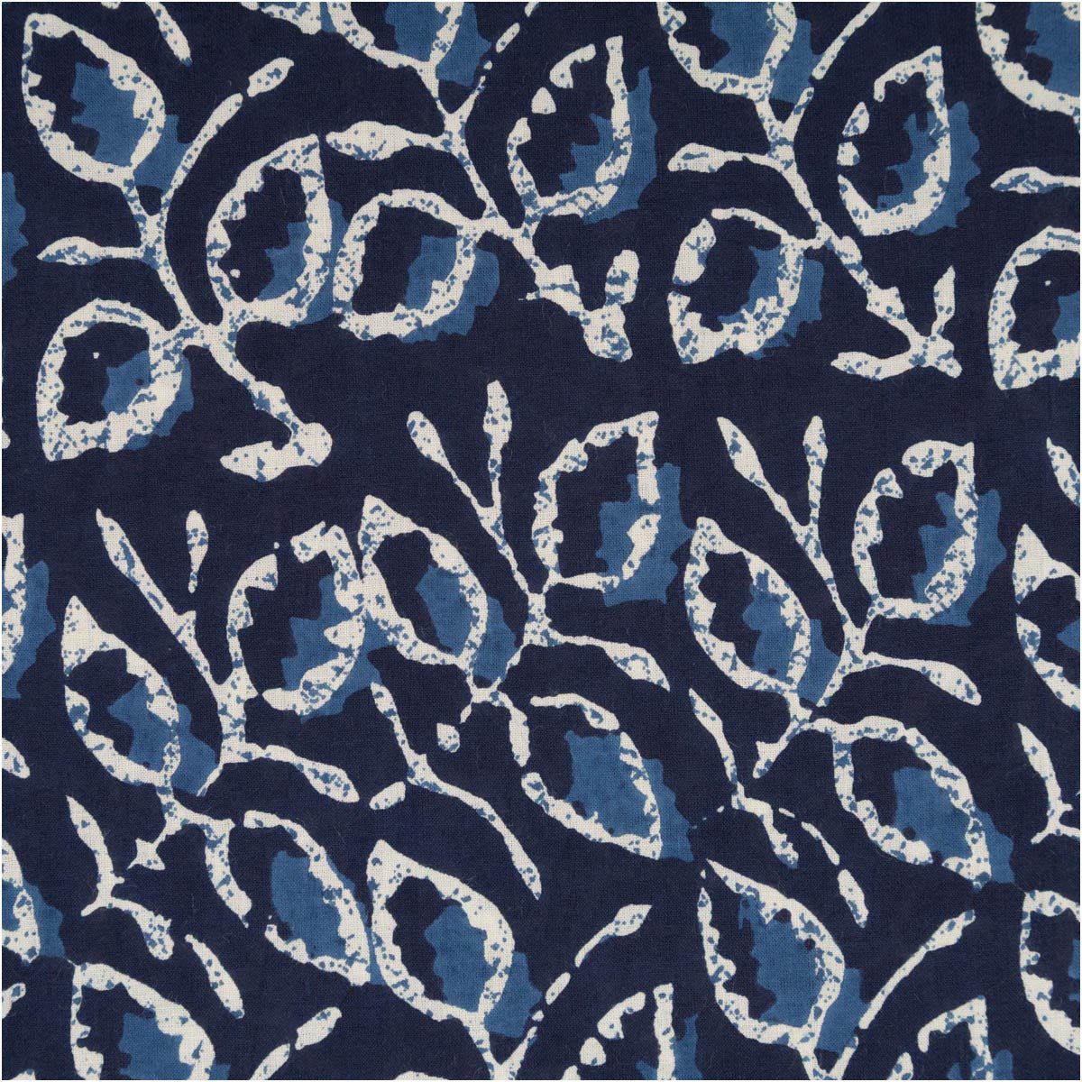 SCHÖNER LEBEN. Stoff Baumwollstoff Meterware Voile Blätter blau 145cm, allergikergeeignet