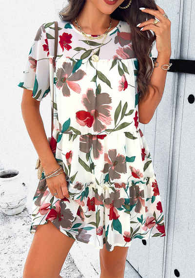 Lovolotti Sommerkleid Kleid Damen LO-KLDE-L06 Kleider Blumenkleid Dress Blusekleid Freizeitkleid Strandkleid