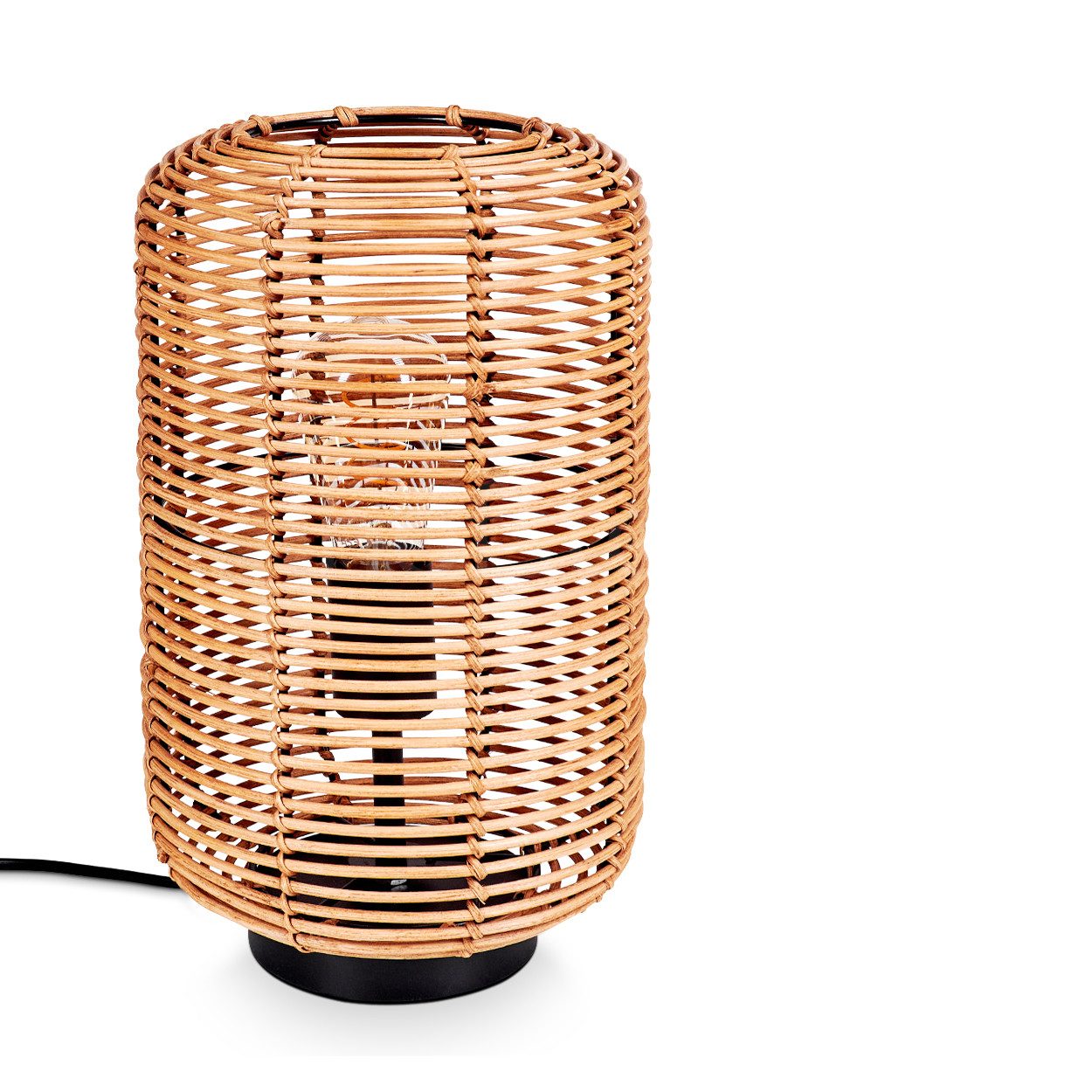 hofstein Tischleuchte moderne Boho Tischlampe aus Metall/Rattan in Schwarz/ günstig online kaufen