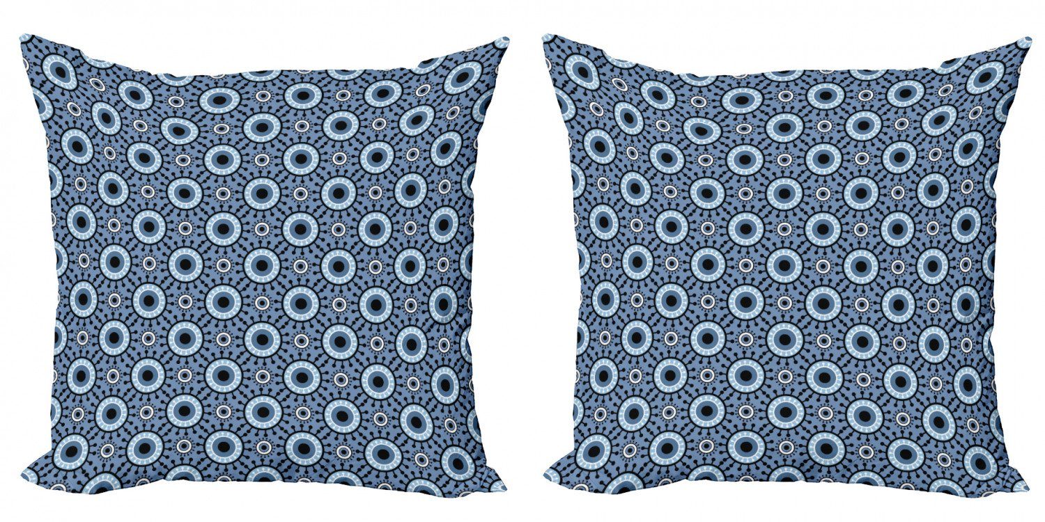 Kissenbezüge Modern Accent Doppelseitiger Digitaldruck, Abakuhaus (2 Stück), Blau und weiß floral Kreise