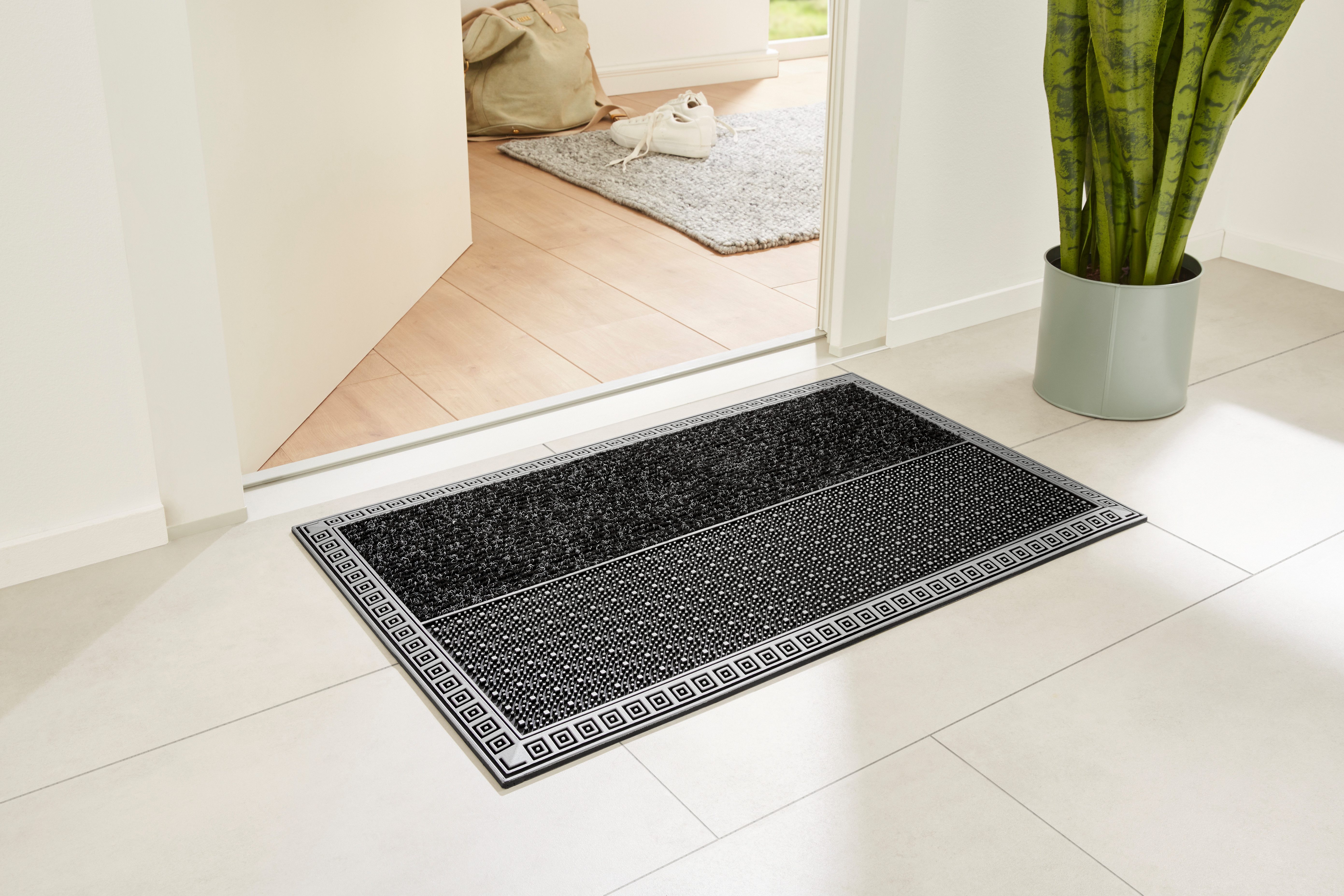 Home2Fashion Fußmatte DualClean - Squares, rechteckig, Höhe: 8 mm, Schmutzfangmatte, robust, mit Bordüre, In- und Outdoor geeignet