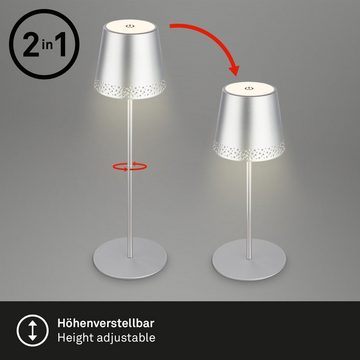 Briloner Leuchten Außen-Tischleuchte 7438014, LED fest verbaut, mit Akku, höhenverstellbar, USB-C, warmweiß, IP44, braun-gold, 38 cm