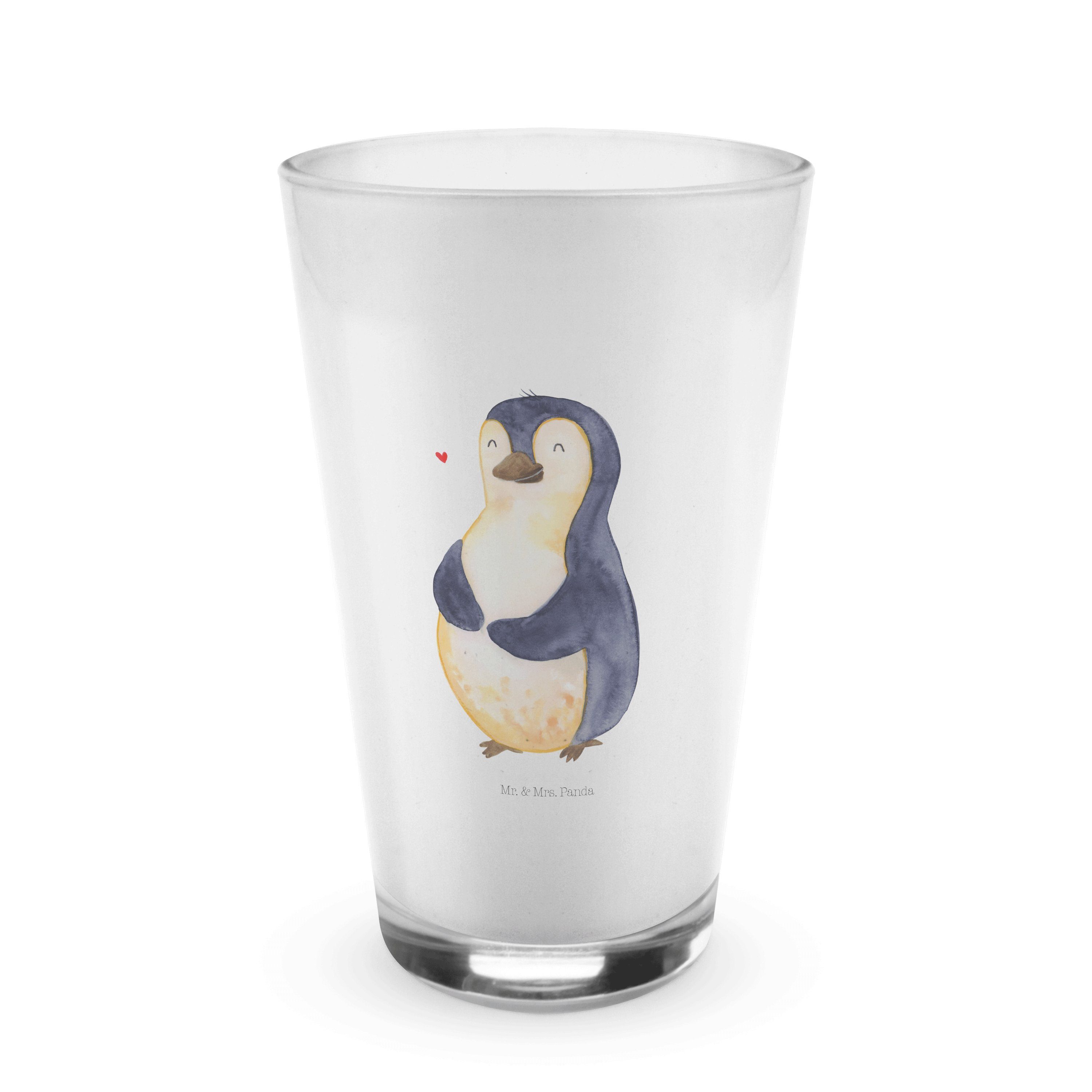 Mr. & Mrs. Panda Glas Pinguin Diät - Transparent - Geschenk, dick, Abspecken, Selbstliebe, Premium Glas