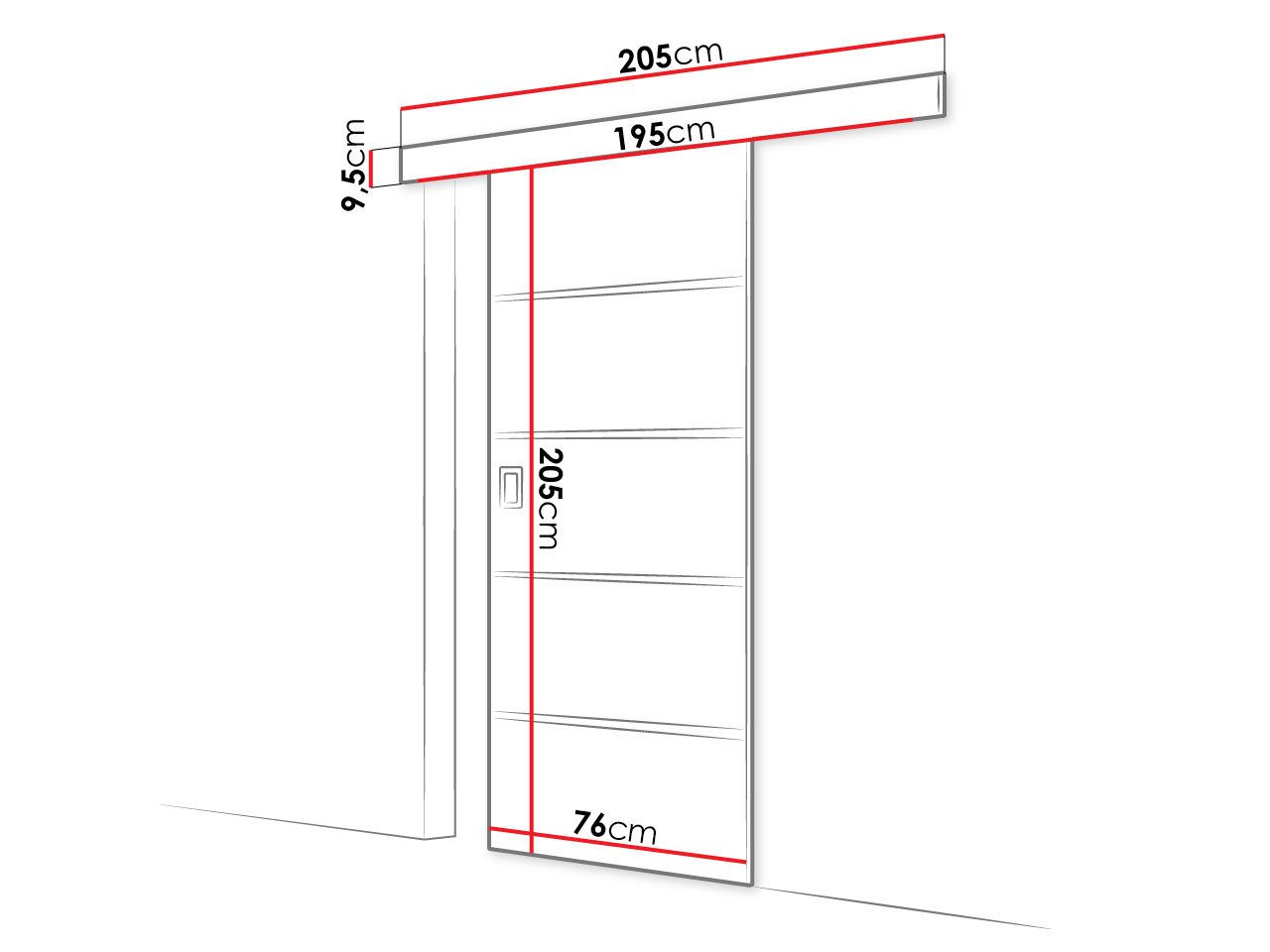 MIRJAN24 Schiebetür Werdi Plus (Tür universell Links / Rechts), 76/86/96/106 cm, Metallkugellagerschiebesystem