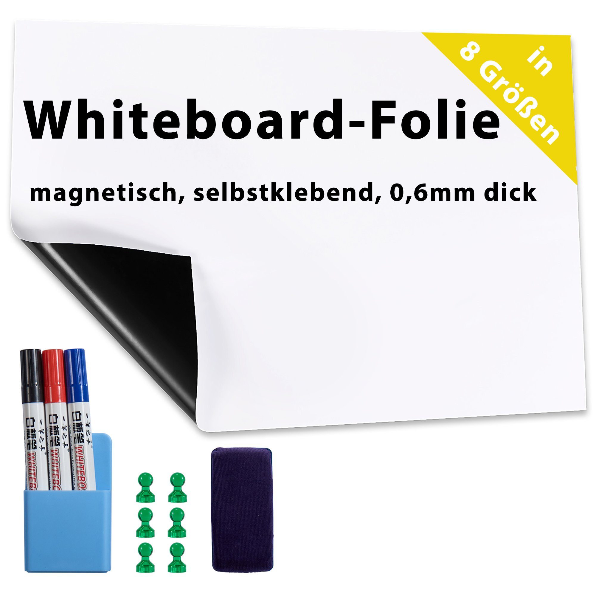 Wandtafel, Whiteboard-folie, Dynamic-Wave schwarz weiss magnetisch grün selbstklebend