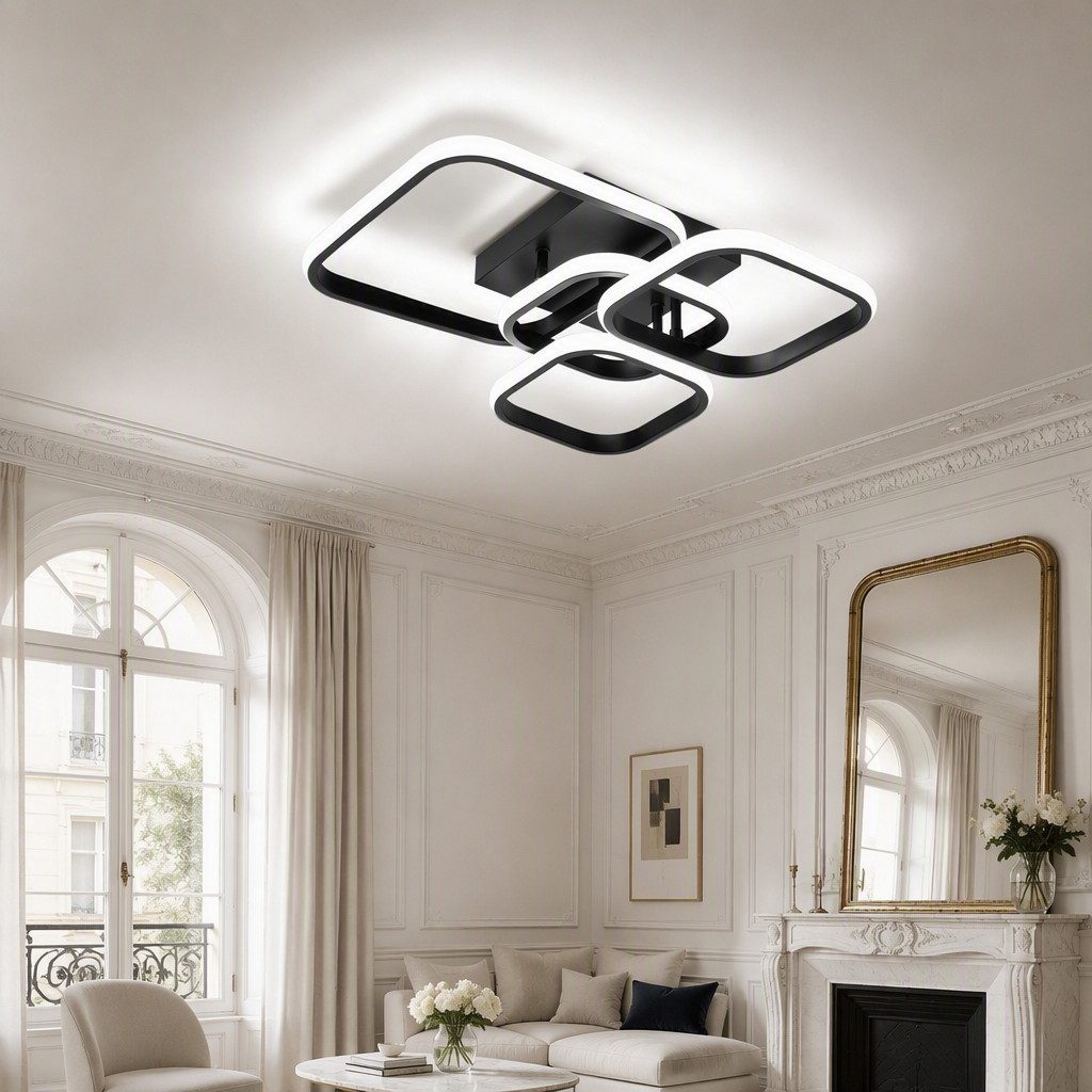 BlingBin LED Deckenleuchte 46cm DeckenLampe 34W 1895 lm, sandschwarz, 3000 K, LED fest integriert, Tageslichtweiß, Modern Deckenlampe 3000K für Wohnzimmer Küche Flur
