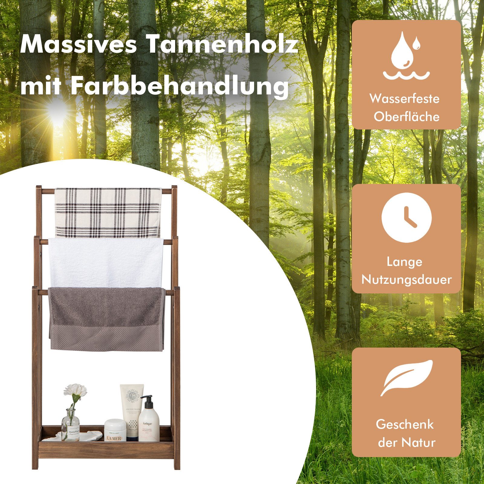 KOMFOTTEU Handtuchhalter Handtuchständer, freistehend, mit 3 Handtuchstange günstig online kaufen