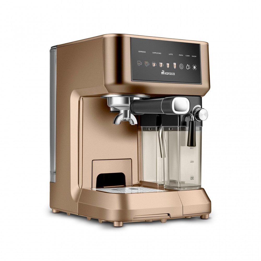 Karaca Espressomaschine, MyCaffe Barista S10 mit integriertem Milchbehälter – Walnut Brown