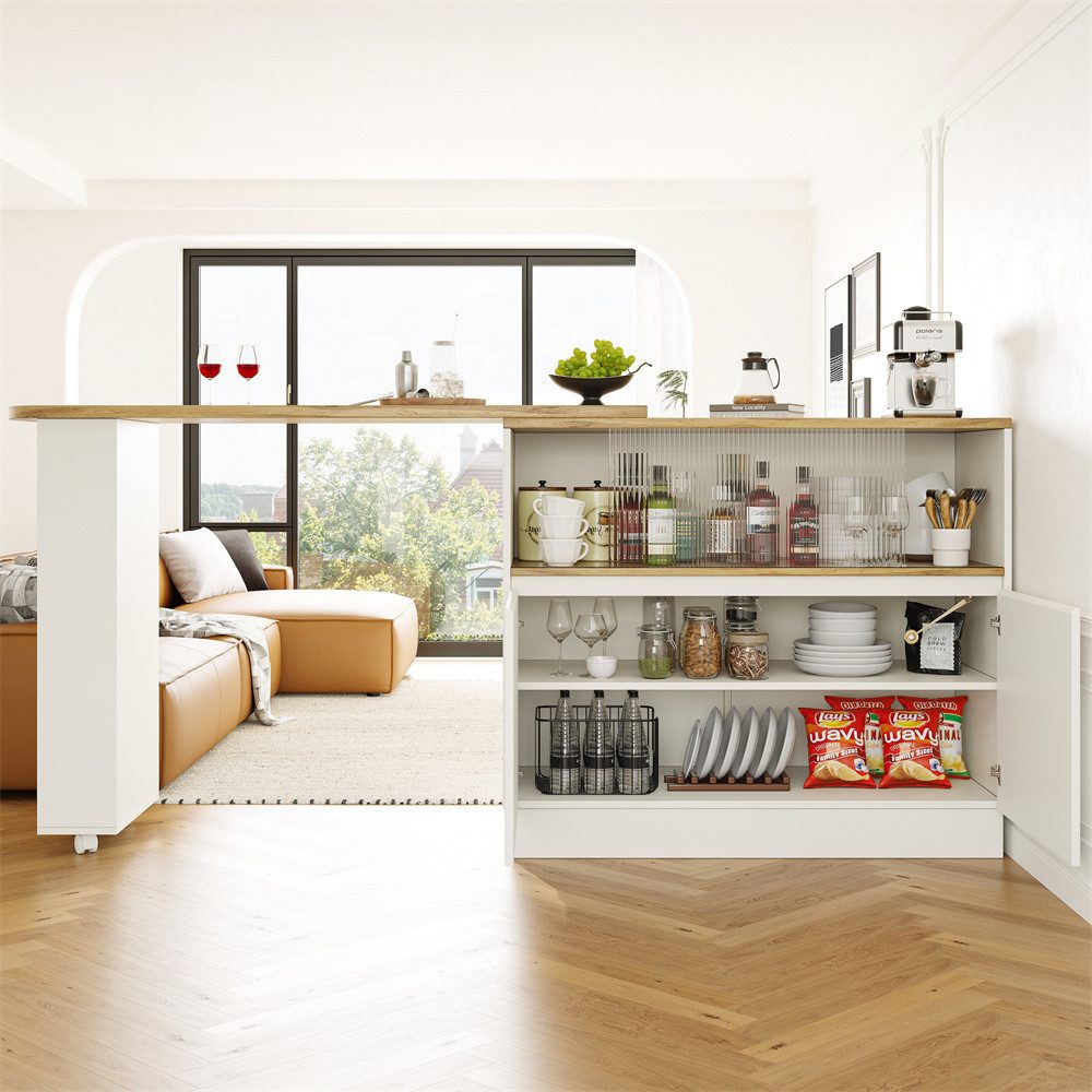 MODFU Bartisch 360° drehbares Sideboard (Barschrank mit Glasschiebetür – gr günstig online kaufen