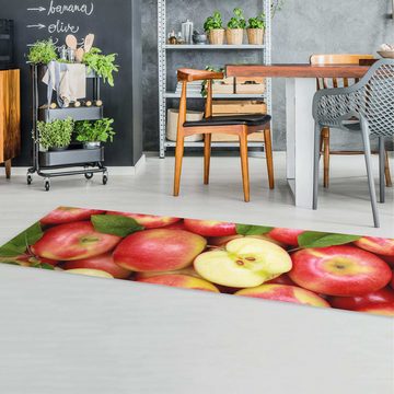 Läufer Teppich Vinyl Küchenmatte Küche Apfel lang modern funktional, Bilderdepot24, Läufer - rot glatt