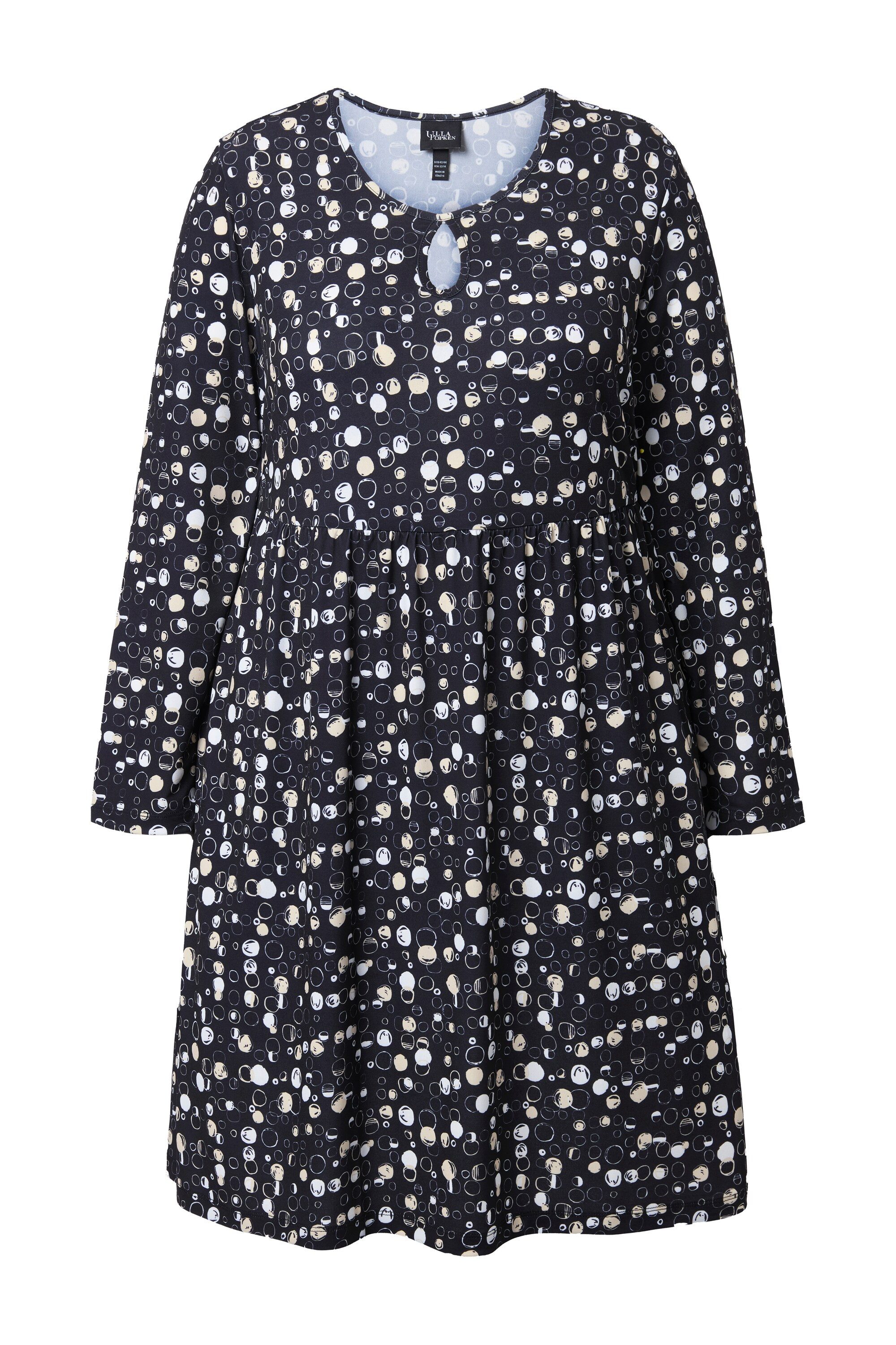 Ulla Popken Midikleid Jerseykleid Punkte A-Linie Rundhals Langarm günstig online kaufen
