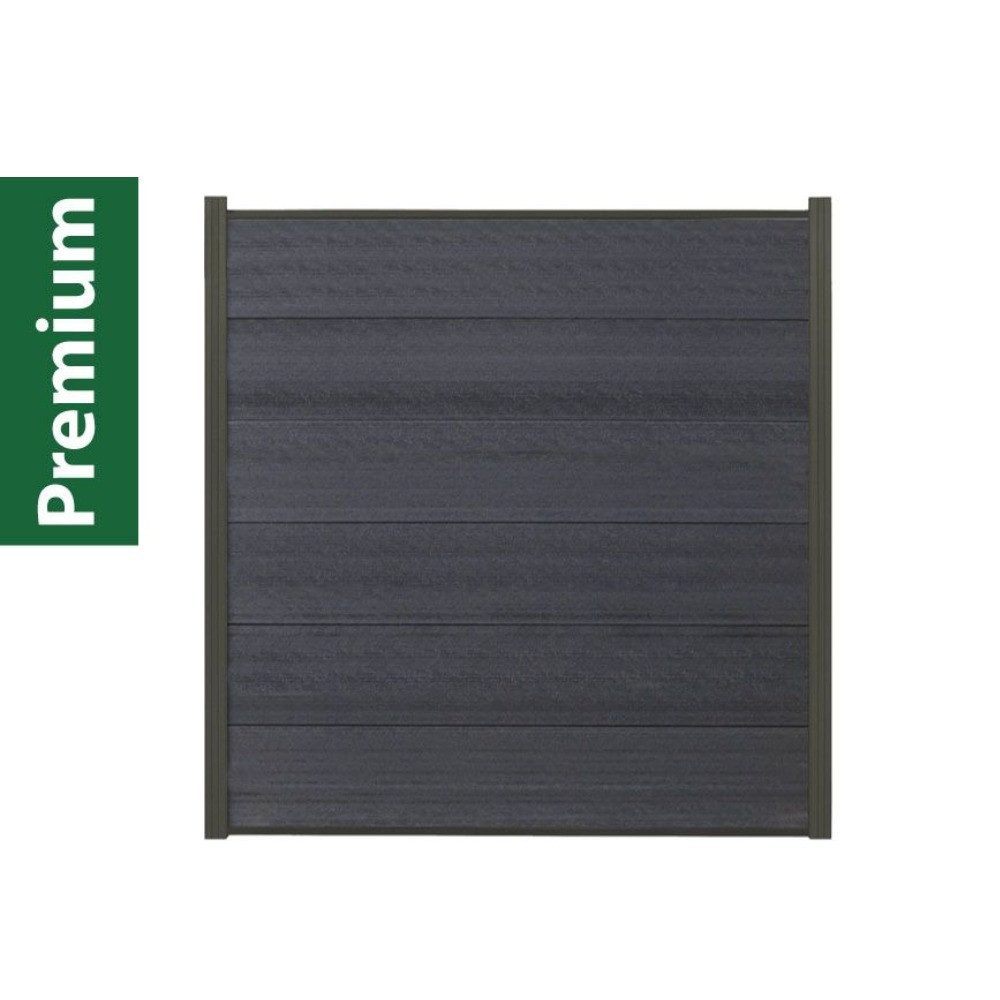Woodstore24 Zaun Komplettset XXXL Premium coex. WPC Zaun zum einbetonieren anthrazit, (Sichtschutz - 1,79 m Höhe, 1,73 m Breite, 2 cm Stärke, Lamellenzaun Komplettset inkl. Pfosten, Start- und Endprofil), Stecksystem, Lamelle aus recyceltem Kunststoff & Holzfasern, anthrazit