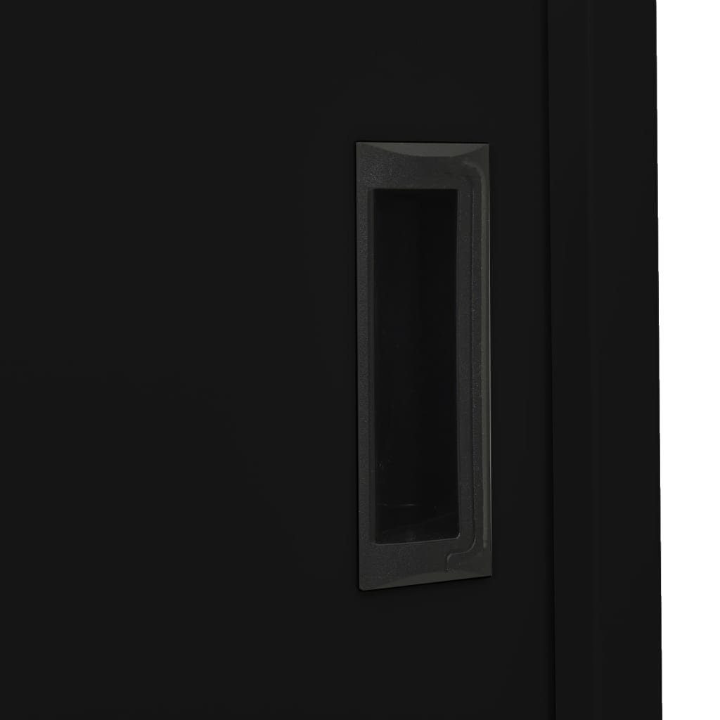 cm Schiebetür vidaXL Büroschrank Fächerschrank mit 90x40x180 (1-St) Schwarz Stahl