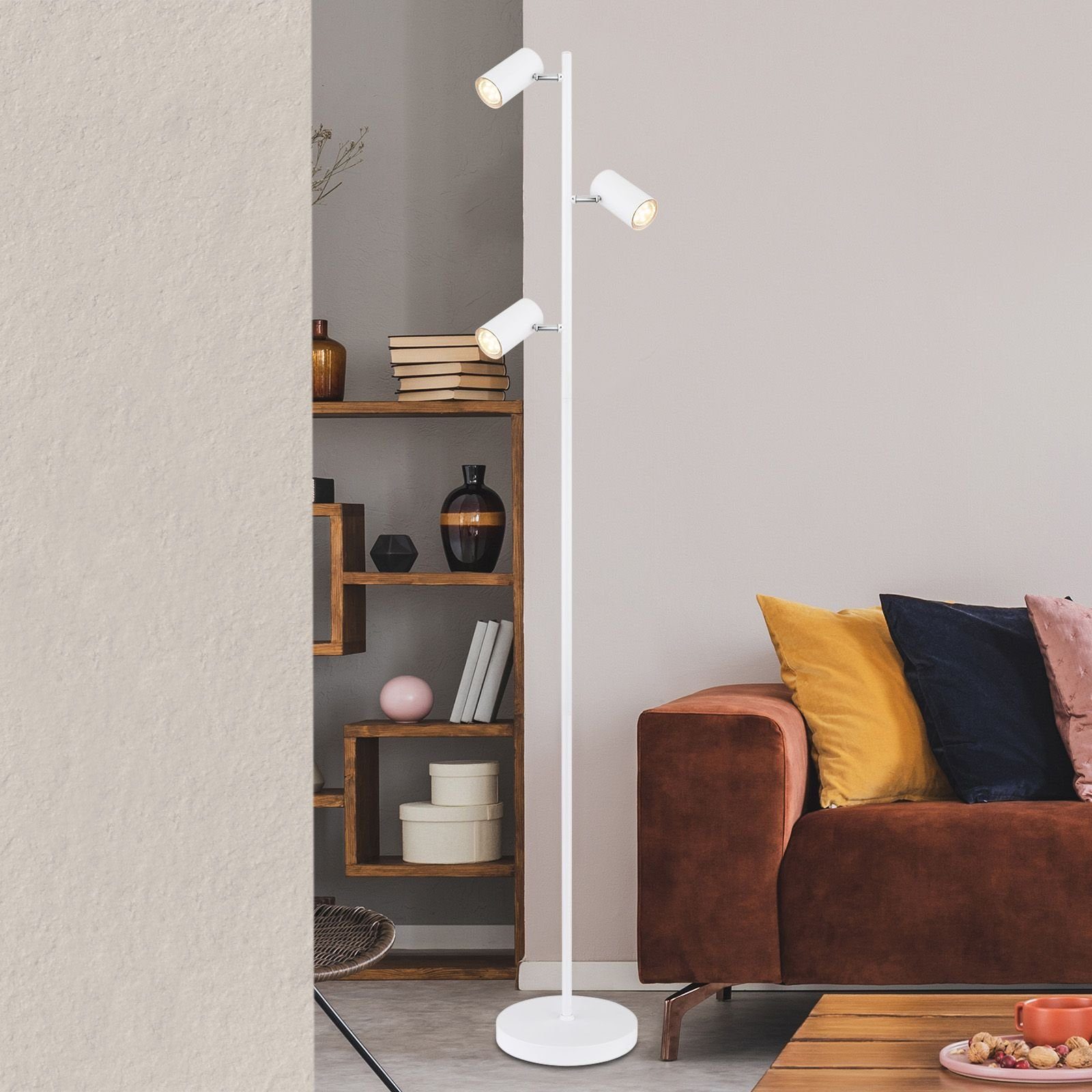 Lampe Wohnzimmer Globo Leselampe weiß Stehleuchte Stehlampe Spots mit GLOBO Stehlampe