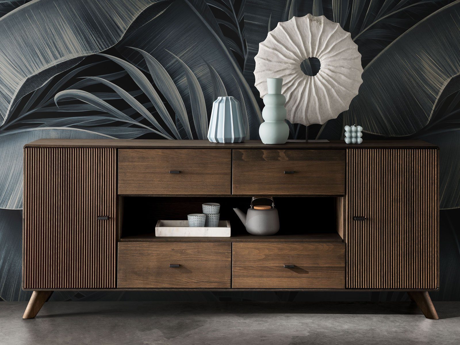 Casamia Sideboard Anrichte Sideboard Massivholz B 180 H 75 cm Varese Kernbuche braun