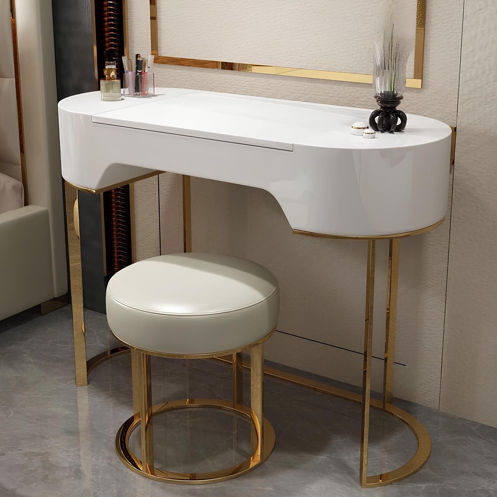 JVmoebel Schminktisch Spiegel Kommode Schminktisch Weiß für das Schlafzimmer, Made in Europa