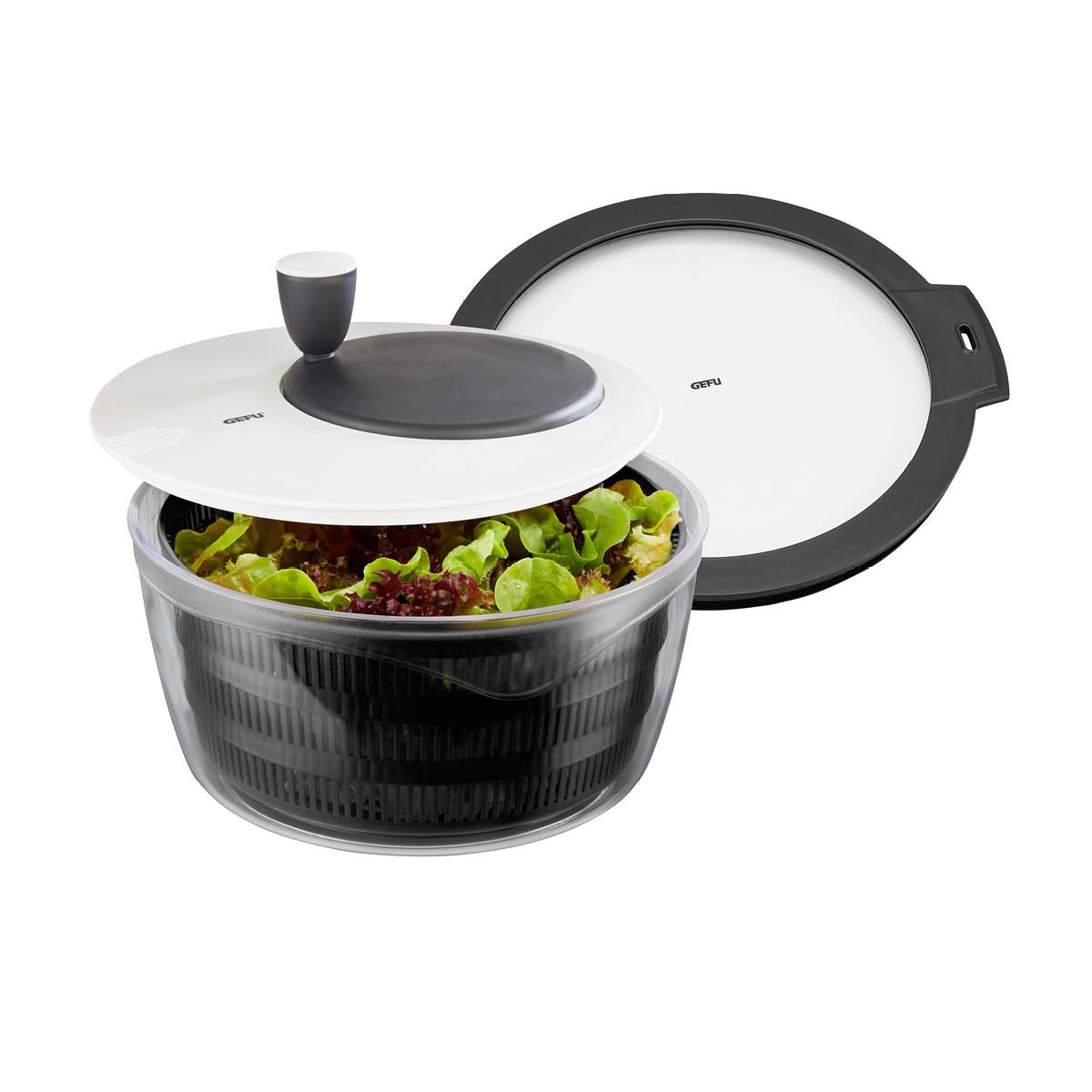 GEFU Salatbox Salatschleuder ROTARE + Frischhaltedeckel, 4 L