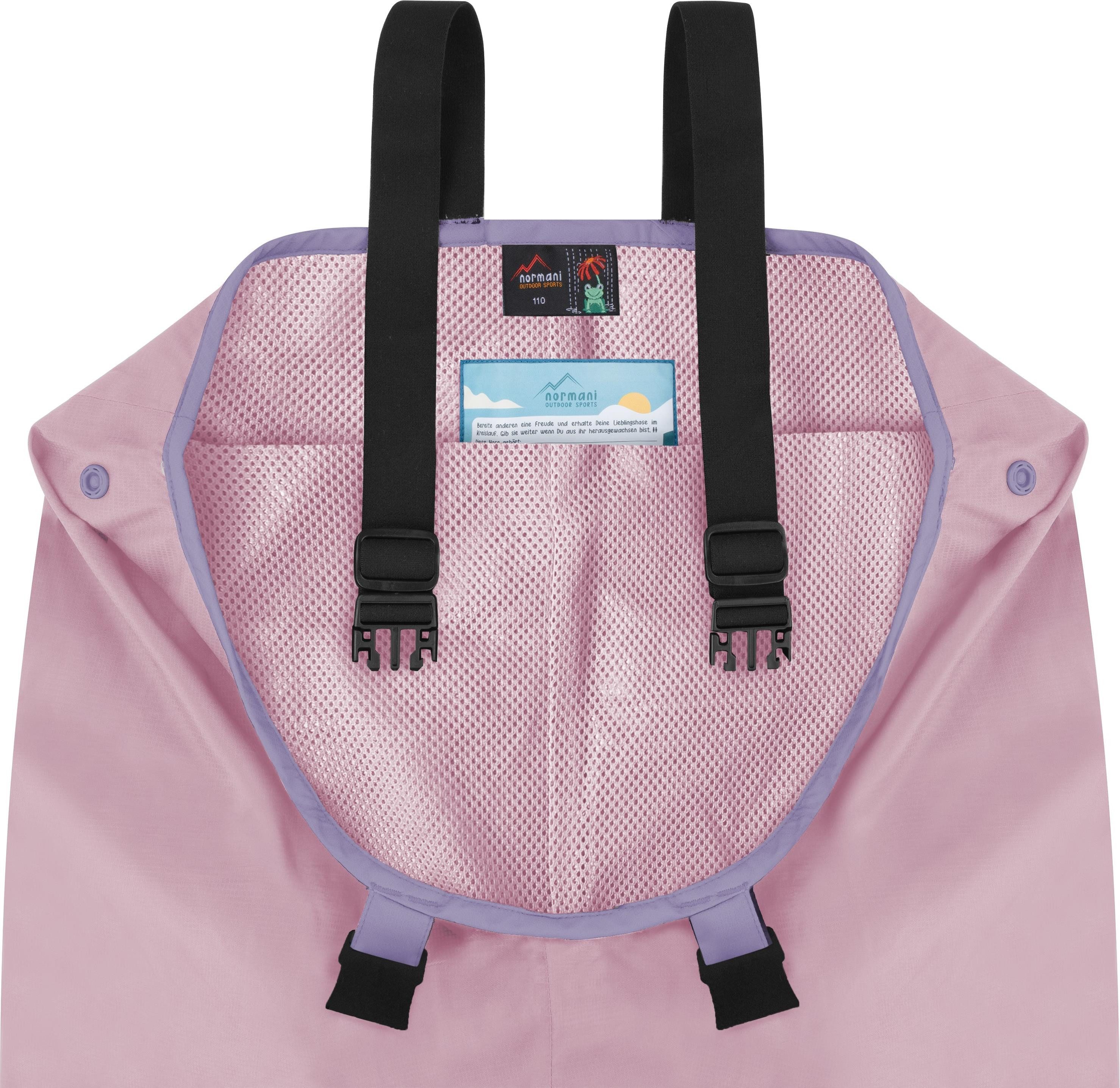 normani Regenhose Kinder Regenhose mit Hosenträgern Waller Ungefütterte Matschhose Latzhose Überziehhose mit Brusttasche – Bild 5 von 5