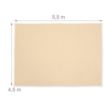 relaxdays Sonnensegel Sonnensegel beige rechteckig, 4,5 x 5,5 m