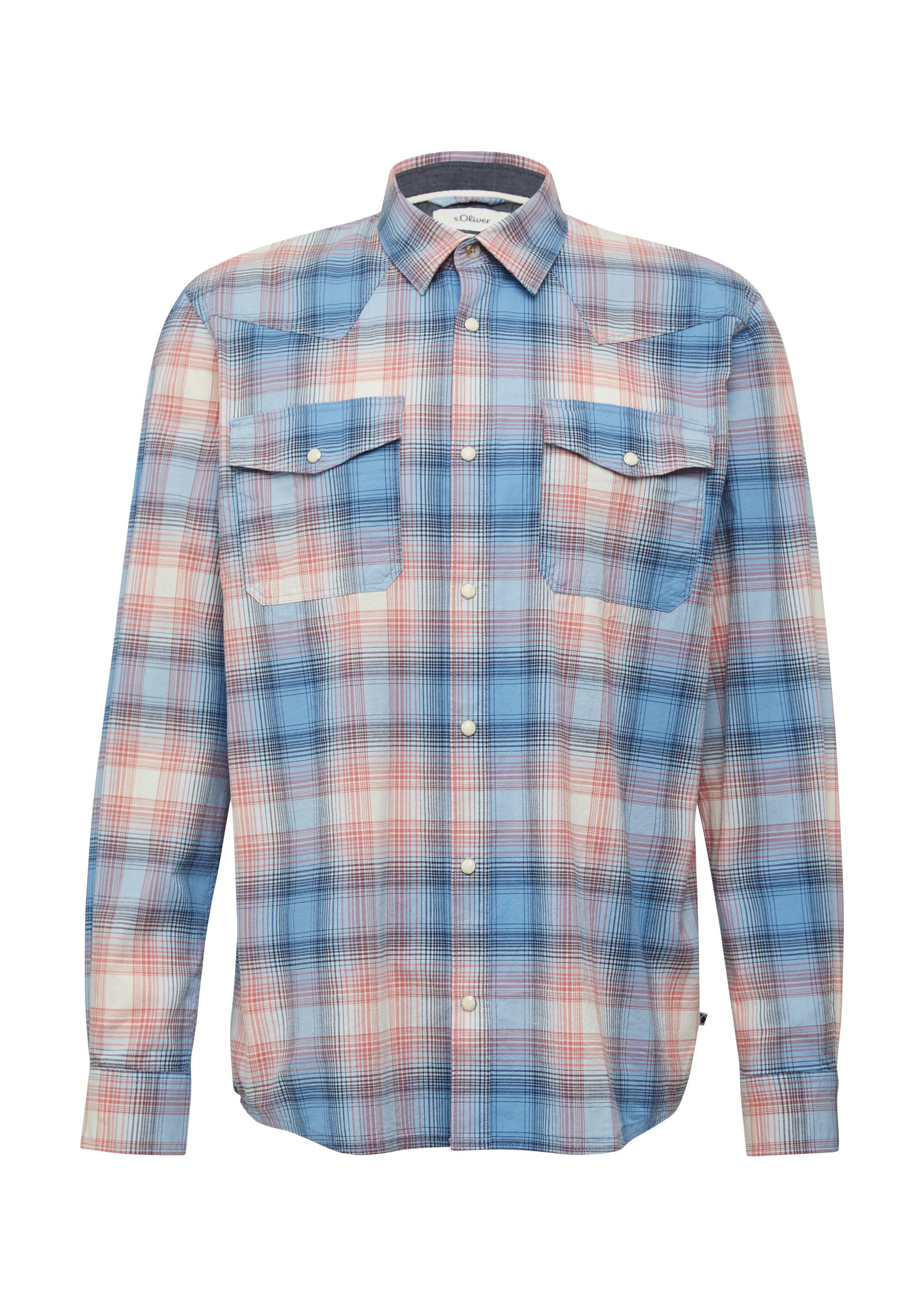 s.Oliver Langarmhemd Hemd Regular Fit: Kariertes Hemd im Western-Style günstig online kaufen