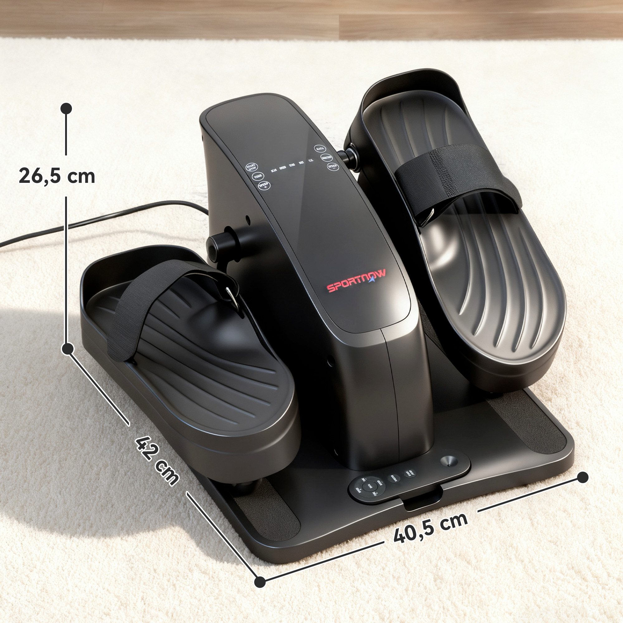SPORTNOW Ellipsentrainer mit Fernbedienung, LED-Display, 12 Geschwindigkeiten (Rutschfest Leise Tragbar Beintrainer, 1-tlg., Elektrischer Crosstrainer), für Senioren Erwachsene Zuhause