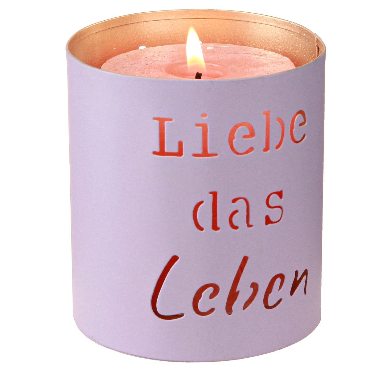 Florists Products Windlicht Windlicht Liebe das Leben Violett Ø9cm H10cm 4er Set Deko, 4 Stück