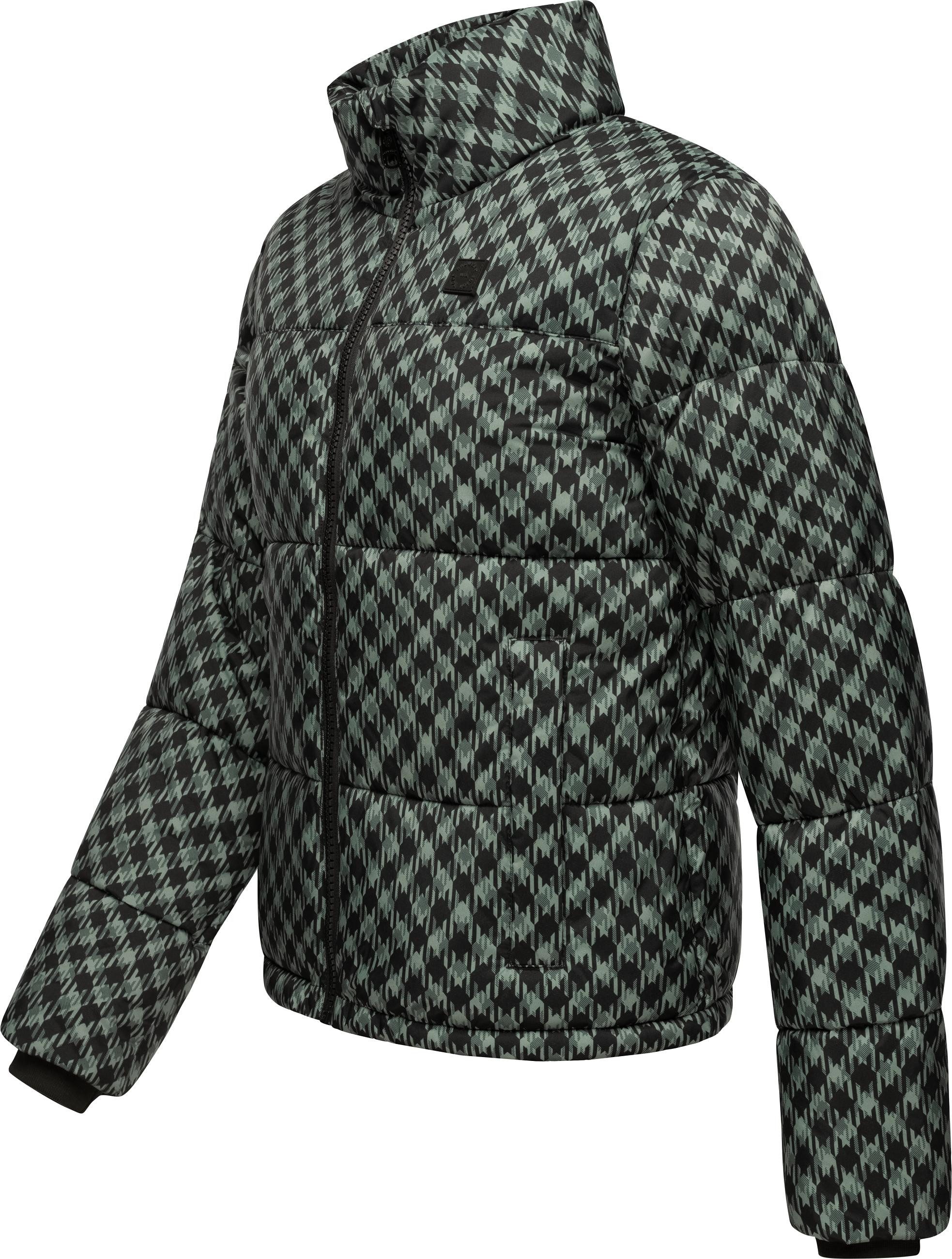 Ragwear Winterjacke Serah Print wasserdichte Winter Steppjacke mit Hahnentritt Muster