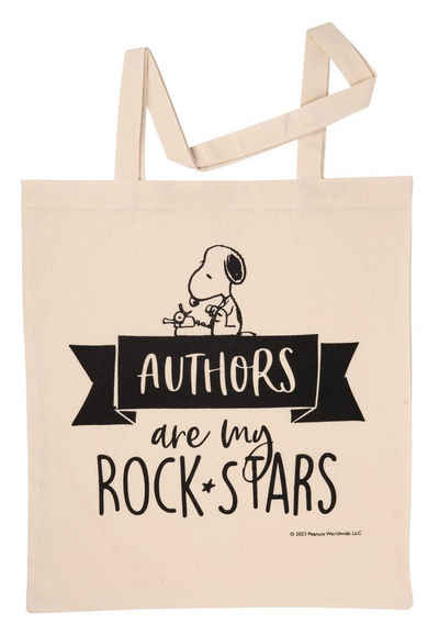 United Labels® Tragetasche The Peanuts Snoopy Stoffbeutel Authors are my rock stars Beige