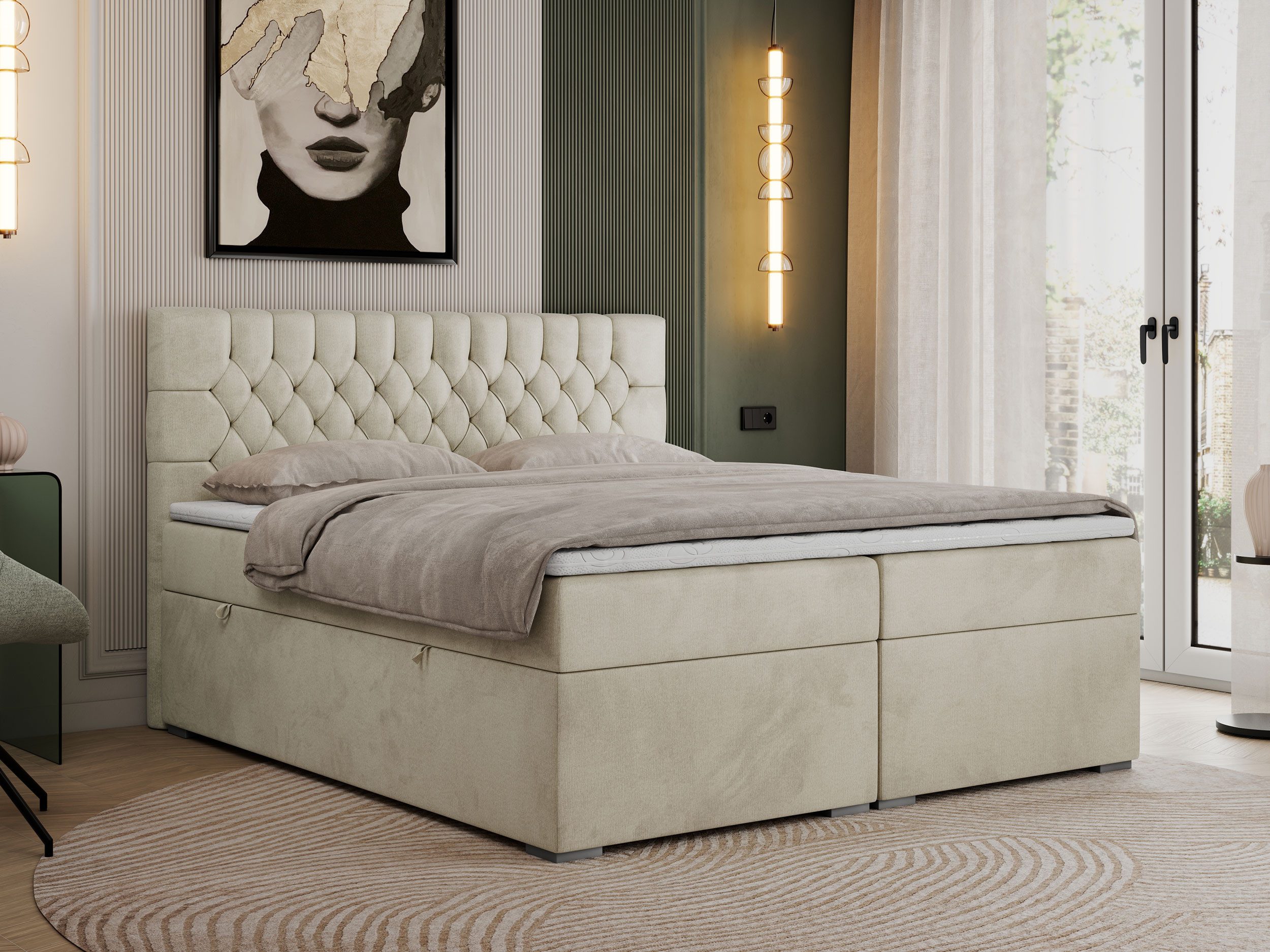 MKS MÖBEL Boxspringbett PERA (Set, Packung, H3-Matratze, Topper T25, T30-Sc günstig online kaufen
