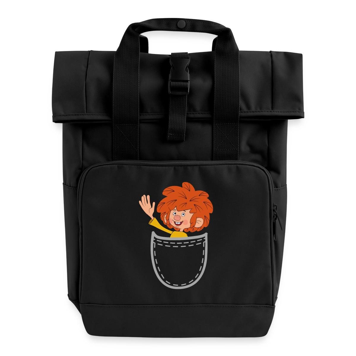Spreadshirt Rucksack Pumuckl Fröhlich Winkendend Brusttasche Rolltop Rucksack mit 2 Griffen (1-tlg)