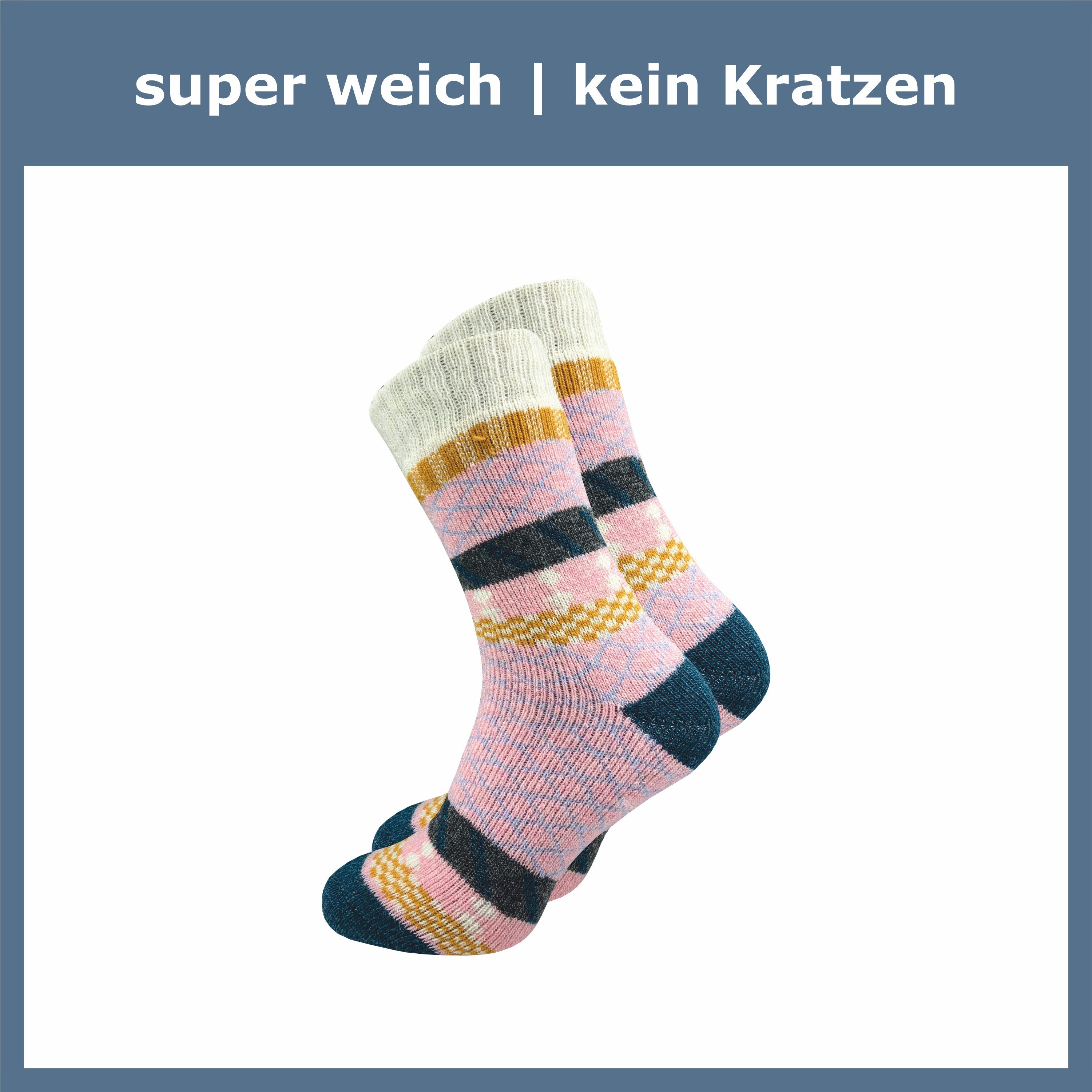 GAWILO Norwegersocken für Damen mit Wolle im skandinavischen Look (2 Paar) Extra warm & weich - Komfortbund ohne Gummidruck
