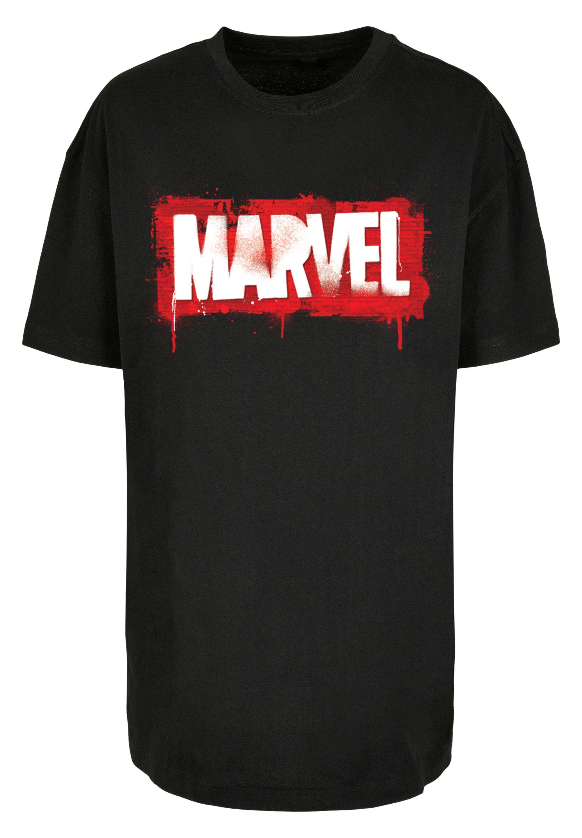 F4NT4STIC Kurzarmshirt Damen Marvel Spray Logo with Ladies Oversized Boyfriend Tee (1-tlg) black