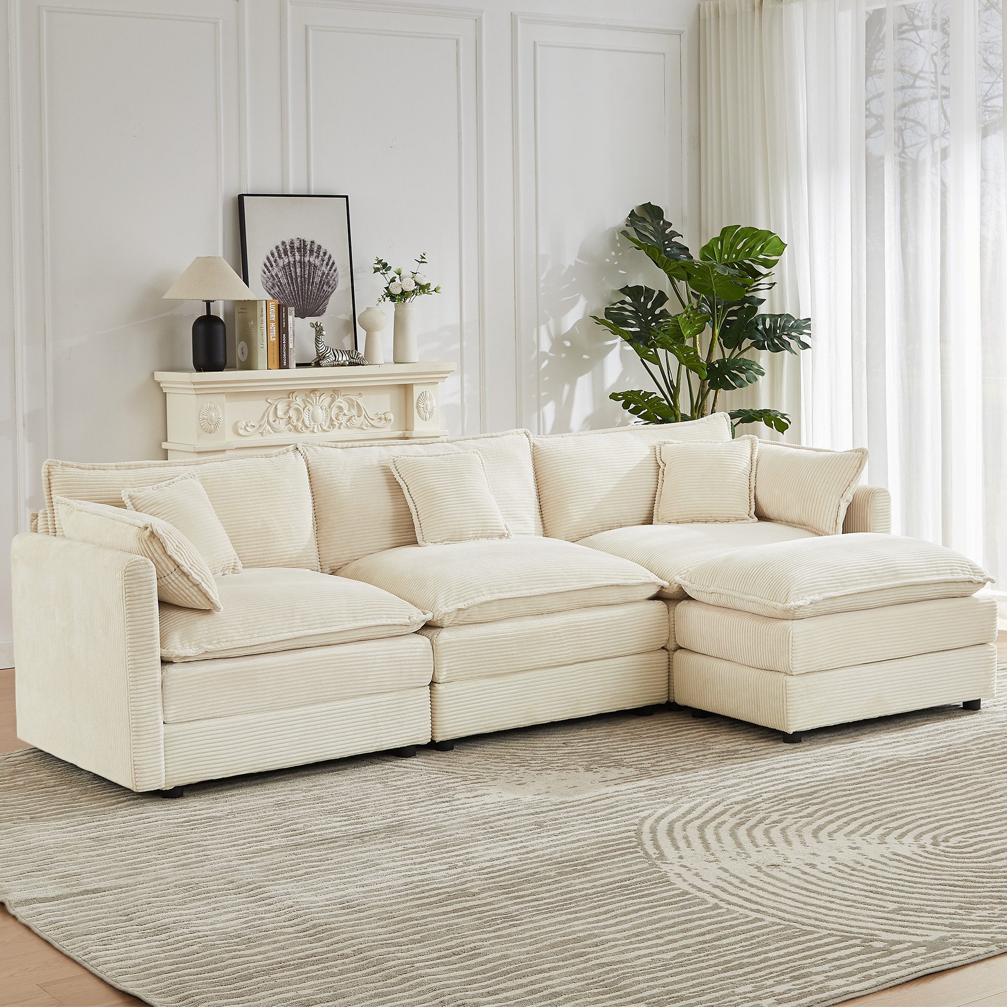 Jiexi Wohnlandschaft Wohnlandschaft Modulares Sofa Kord Ecksofa Wohnlandschaft flexibel