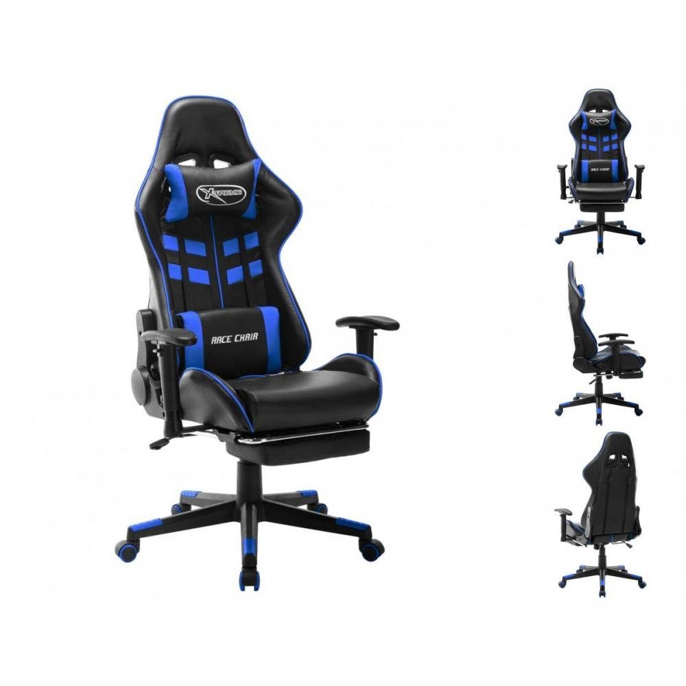Bürostuhl vidaXL Kunstleder mit Fußstütze und Gaming-Stuhl Schwarz Blau