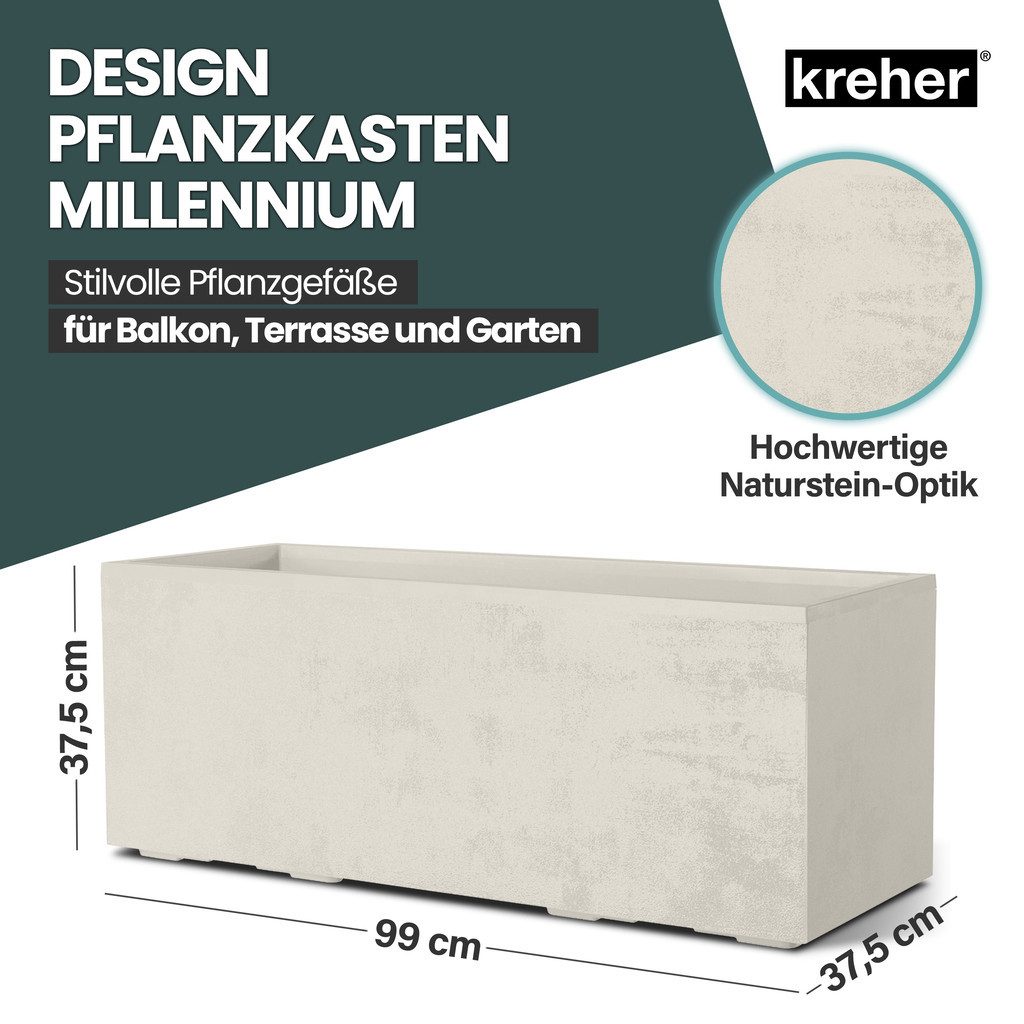 Kreher Blumenkasten Millennium in Naturstein Optik verschiedenen Ausführungen