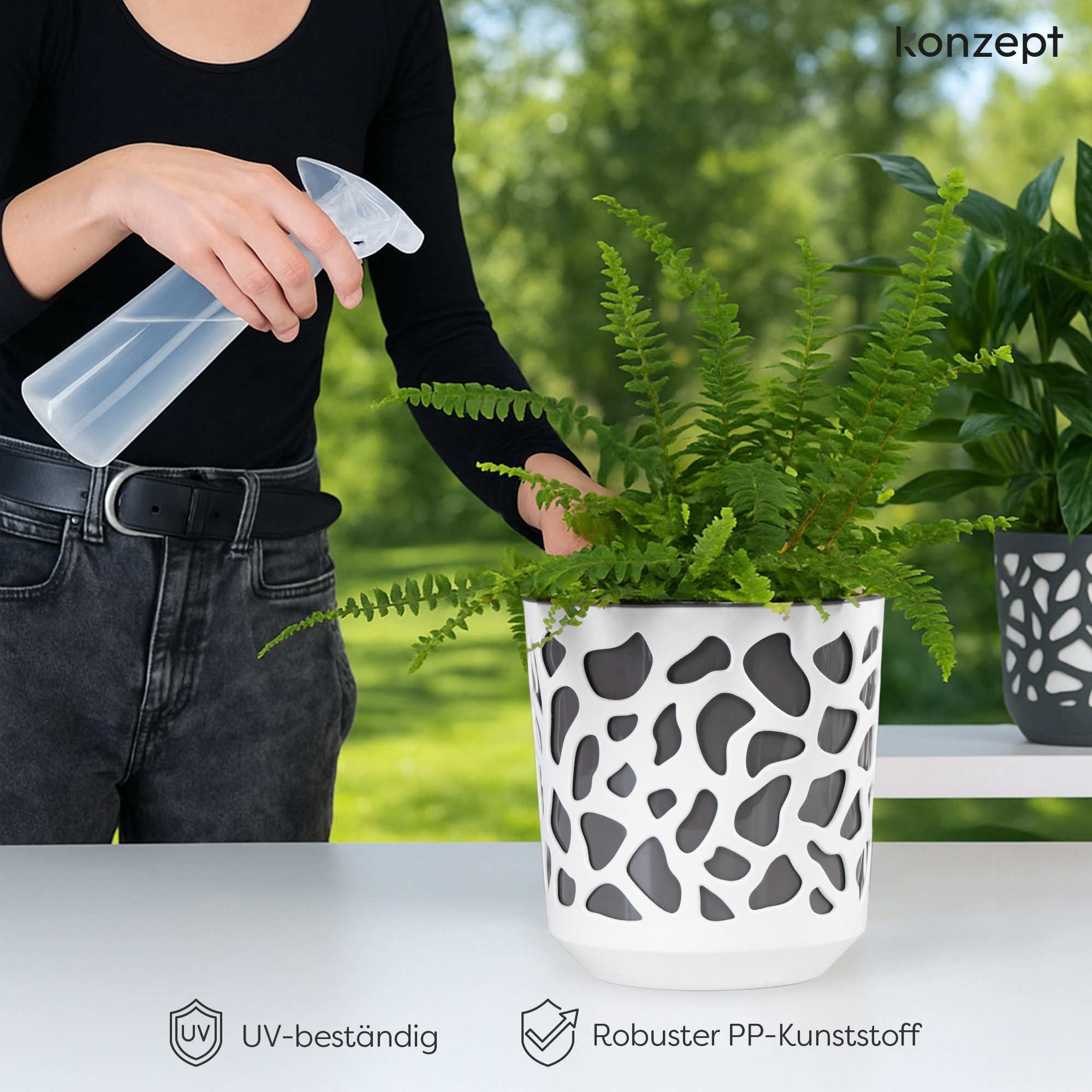 KONZEPT Blumentopf großer Übertopf aus Kunststoff für Zimmerpflanzen (1 St., 19 oder 25 cm im Durchmesser), ideal für Wohnzimmer, Küche und Balkon – Bild 5 von 5