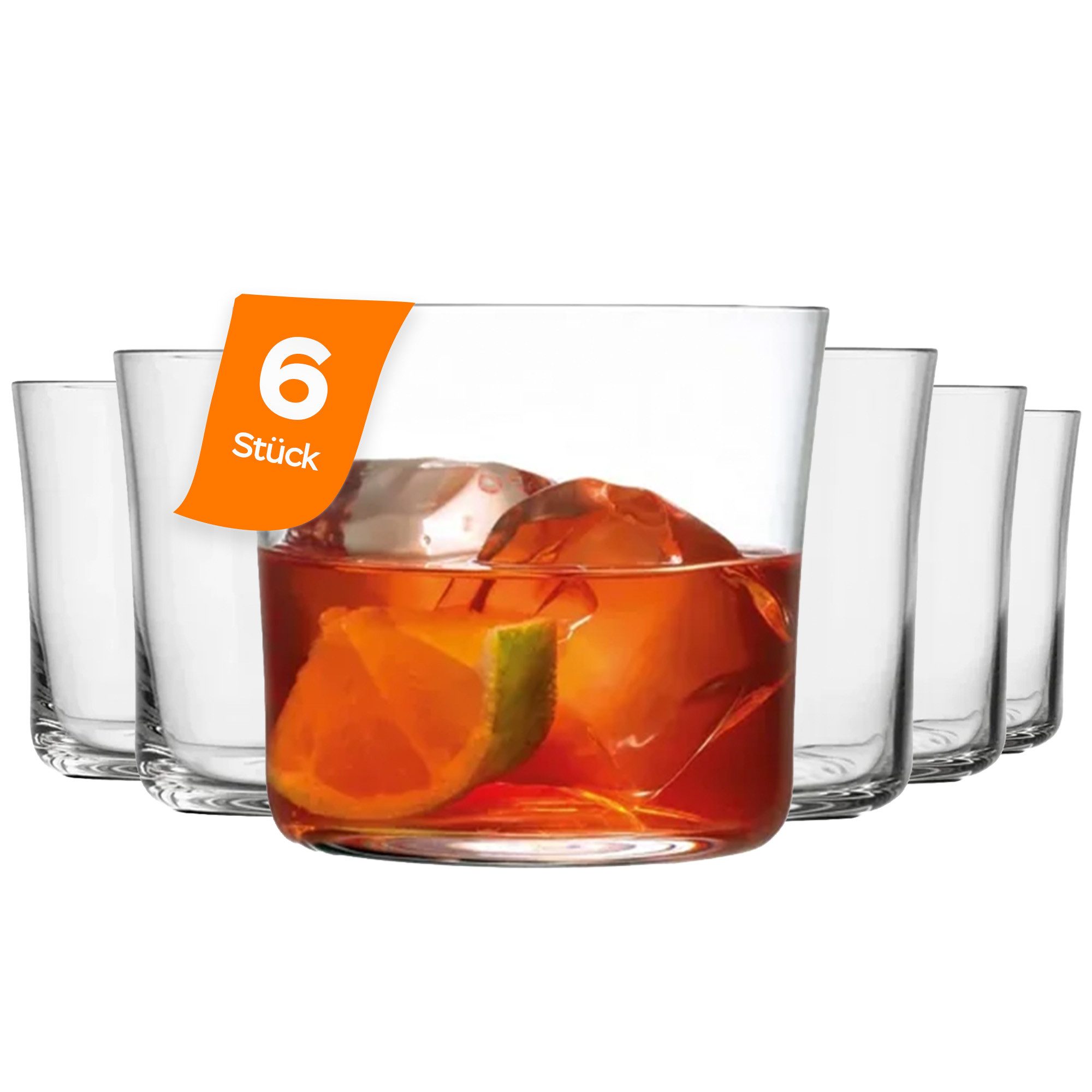 Pasabahce Gläser-Set Savage Lowballgläser 6er-Set, 295 ml, Kristallglas, 6-tlg., Kristallglas, Breiter Kristallglas-Tumbler für Whisky und Cocktails auf Eis