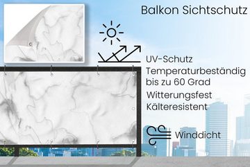 MuchoWow Balkonsichtschutz Marmor - Grau - Weiß - Abstrakt - Marmoroptik (1-St) Balkonbanner, Sichtschutz für den Balkon, Robustes und wetterfest