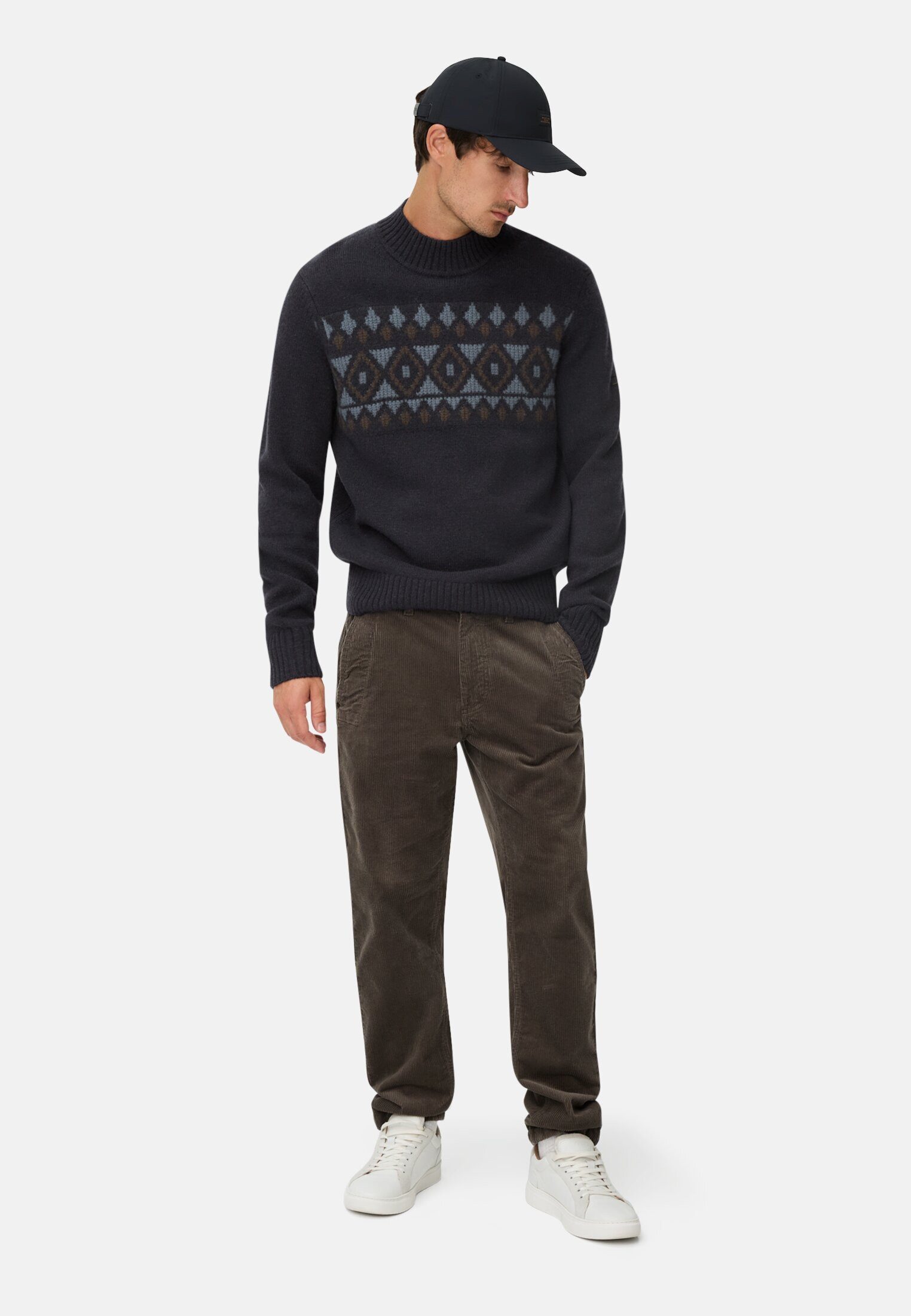 camel active Strickpullover aus reiner Lammwolle Langarm Markenlogo