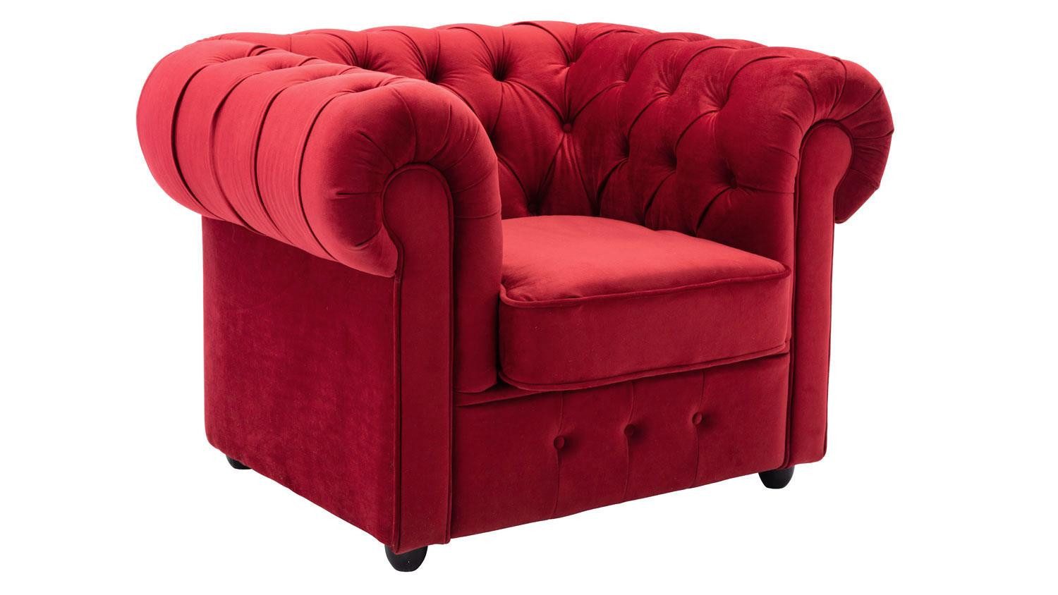 Möbel Akut Sessel Sessel CHESTERFIELD in Samt rot Relaxsessel 114 cm. Reduzierter Preis € 369,00. Unverbindliche Preisempfehlung € 599,00