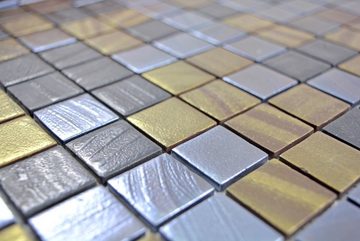 Mosani Mosaikfliesen Glasmosaik Nachhaltiger Recycling schwarz anthrazit satin gold