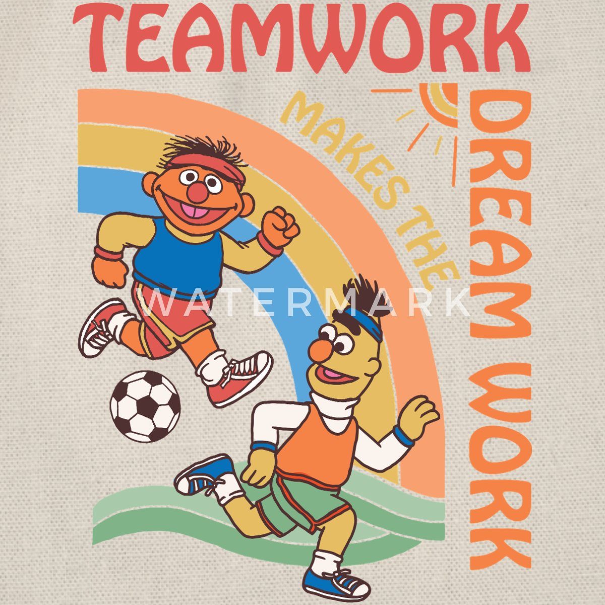 Spreadshirt Turnbeutel Sesamstraße Teamwork Makes The Dream Work Mit Ernie Und Bert Turnbeute (1-tlg)
