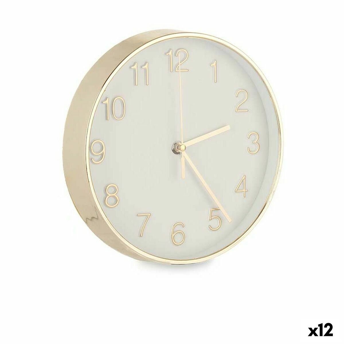 Gift Decor Uhr Wanduhr rund Gold Glas Kunststoff 20 x 20 x 3,5 cm 12 Stück Wohnzimmer